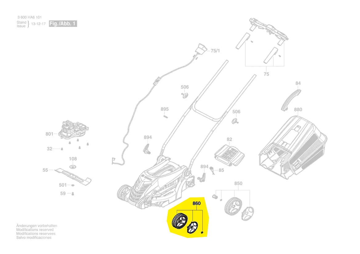 Roue avant tondeuse Bosch réf. F 016 F04 509